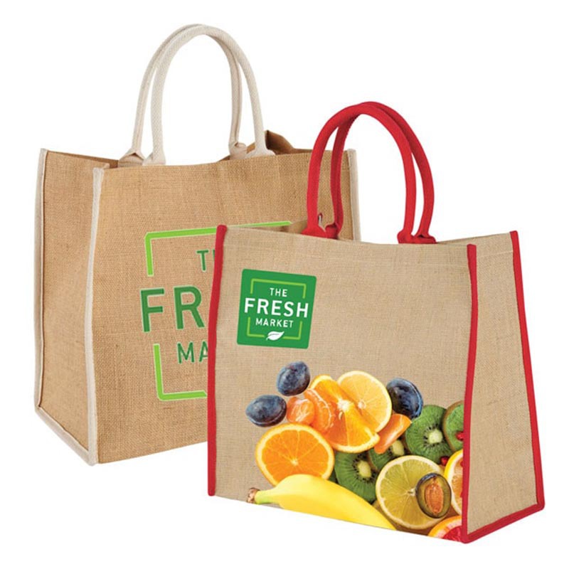 覆膜防水粗麻布袋 水果蔬菜麻布购物手提袋 杂物收纳袋