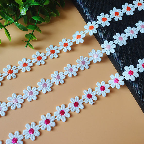 Tianteng wholesale color flower milk silk water soluble lace clothing home toys decorative auxiliary fabric width 2cm