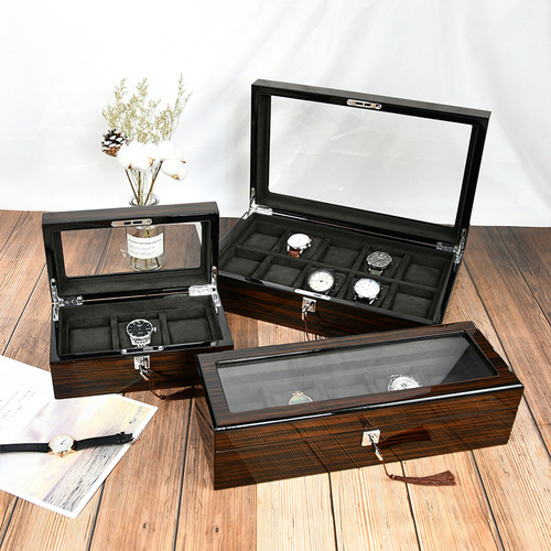 High-end wooden multi-window ebony watch box watch storage box collection box wholesale customized