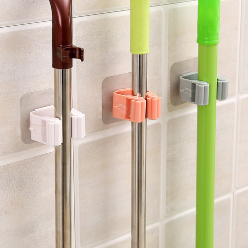 H736 punch-free hanging mop rack bathroom mop hook bathroom sticky hook broom hanger card base mop clip