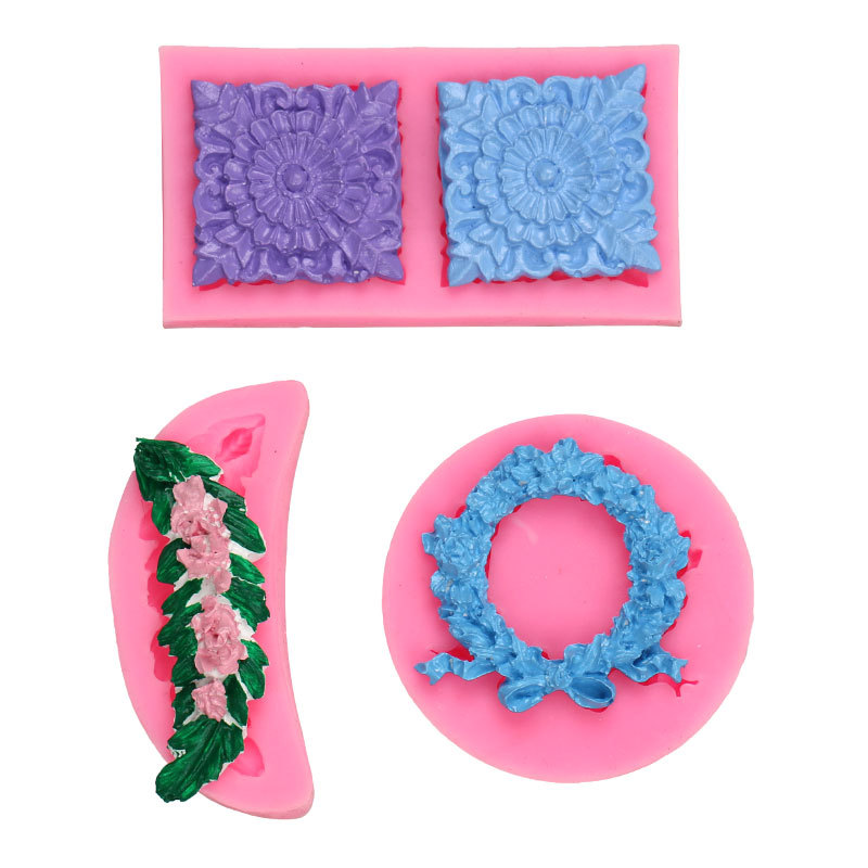 Joyería hecha a mano DIY cristal epoxi Garland pluma flor Cluster patrón cuadrado estilo europeo decoración de la pared esmerilado molde Silicona