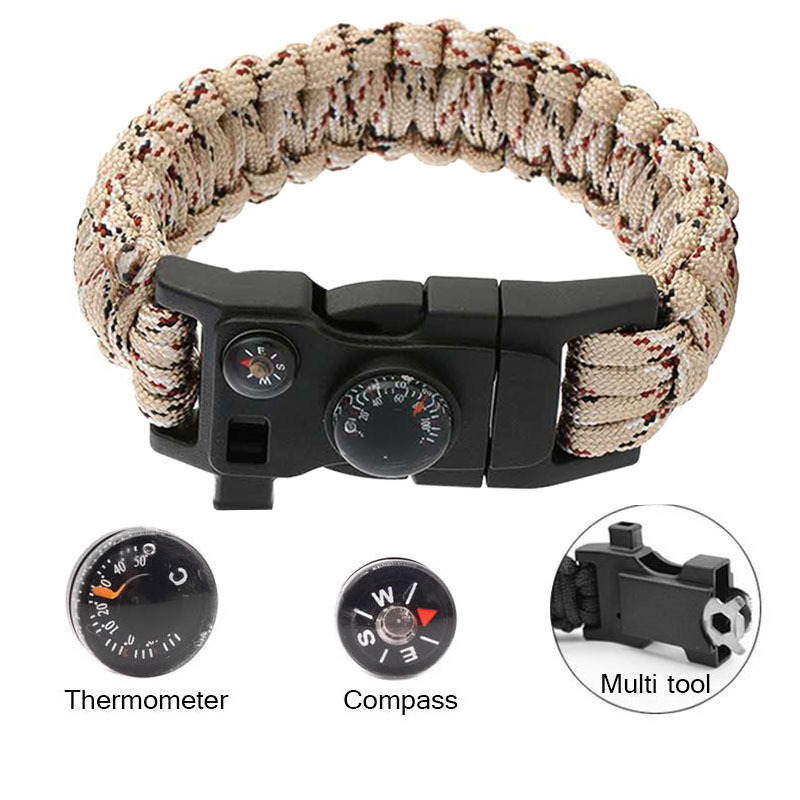 Outdoor Emergency Lifesaving Bracelet Survival Umbrella Rope Bracelet Mountaineering Bracelet Compass Whistle Multifunctional Handmade