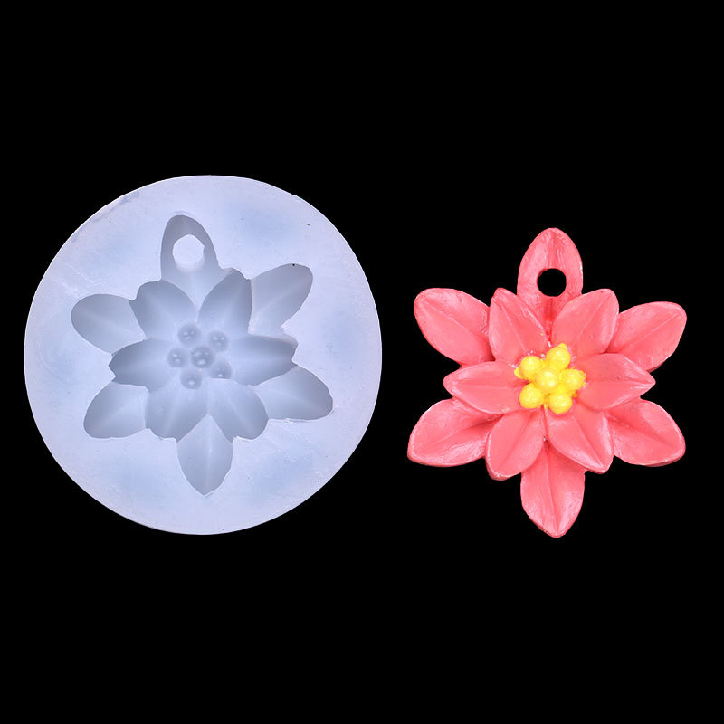 Flor molde de silicona con agujero aromaterapia yeso decoración colgante decorativo llavero accesorios molde de silicona en stock lot