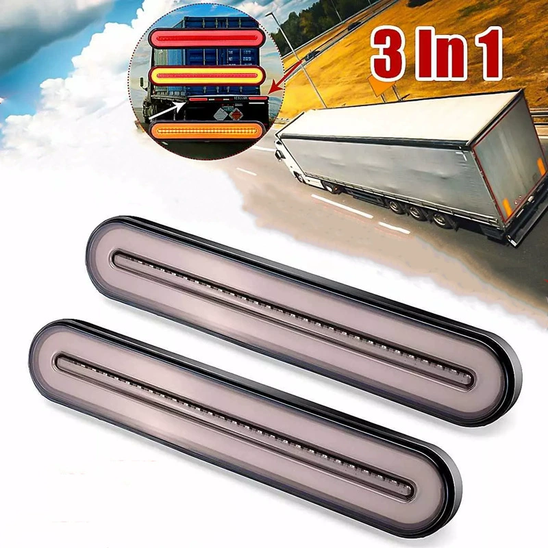 现货卡车尾灯100LED 货车改装双色导光刹车流水转向灯 3D动态行车