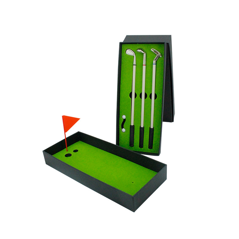 Cross-border Venta caliente Golf pluma de regalo de campo de práctica de simulación de caja de regalo pluma de Golf Club fuente de fábrica al por mayor