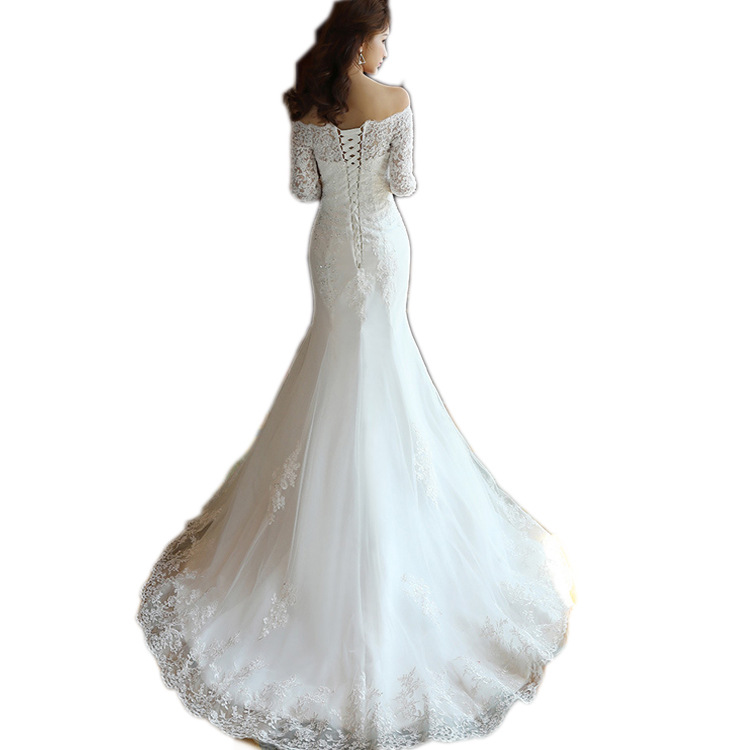 Wedding Dress 2025 New Bridal One-Shoulder Waist Slimming Look Fishtail Small Tail Dreamy Wedding Dress