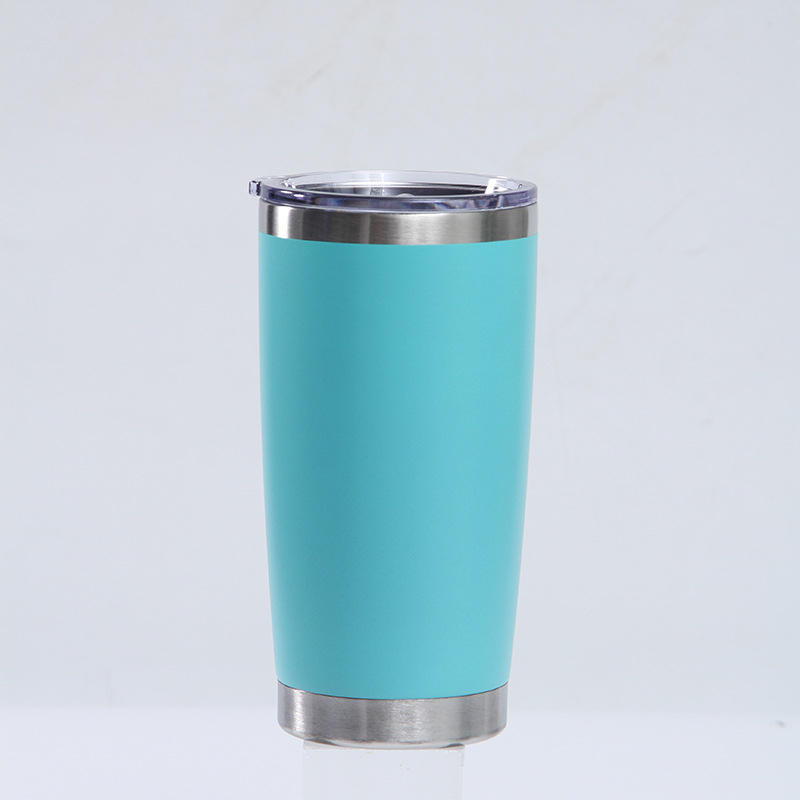 Transfronterizo 20oz taza de coche 304 de acero inoxidable de pulverización de plástico de doble capa de vacío coche helado taza bebida cerveza taza de vacío