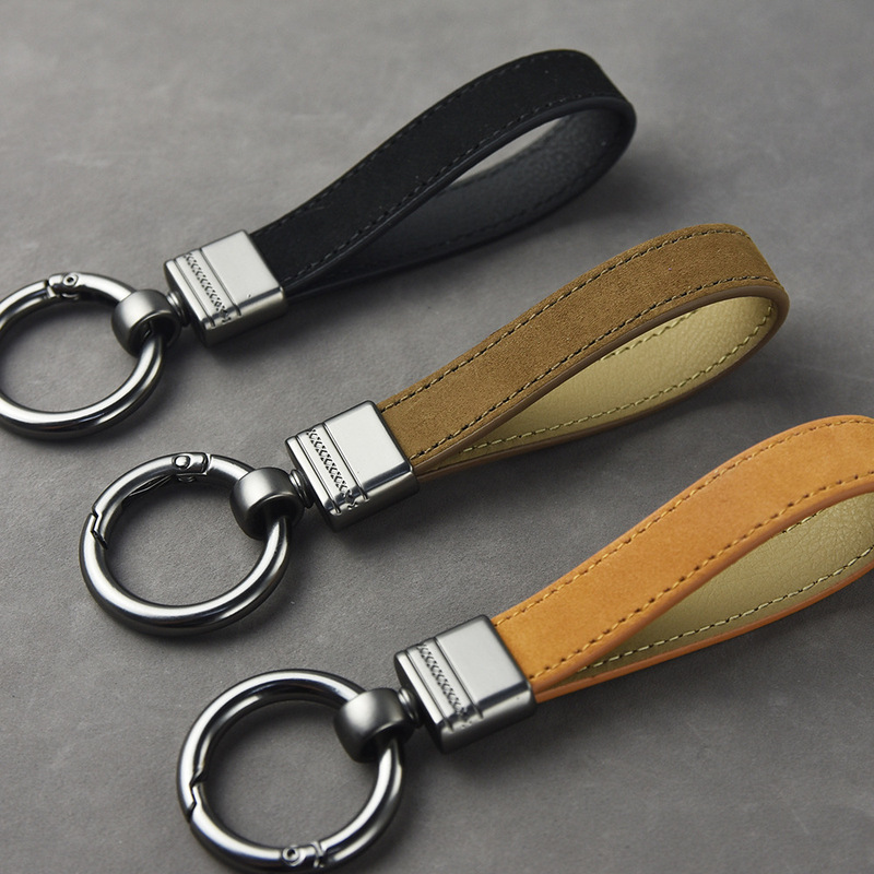 Gipyon Genuine Leather Car Keychain Frosted First Layer Cowhide Spring Ring Key Pendant Gift Made Logo Gipyon Genuine Leather Car Keychain Frosted First Layer Cowhide Spring Ring Key Pendant Gift Made Logo