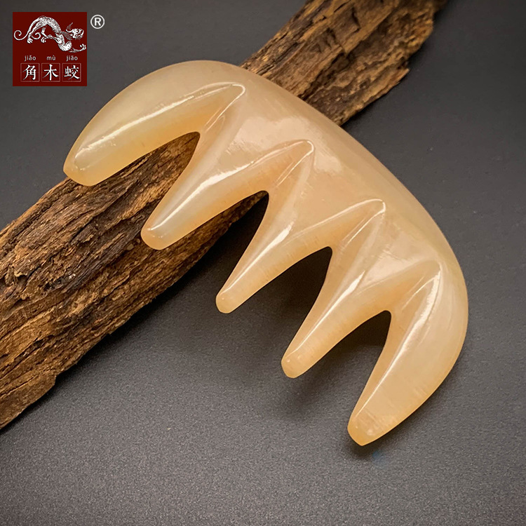 角木蛟品牌厂家批发羊角梳按摩美发五齿梳手作半月梳制作