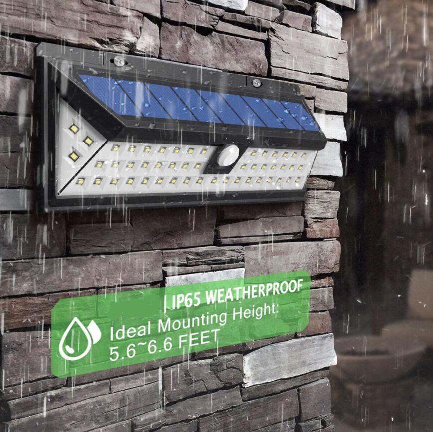 Lámpara de pared solar, sensor de cuerpo humano al aire libre, iluminación de alta potencia, luz nocturna impermeable, luz de jardín de alto brillo, iluminación automática