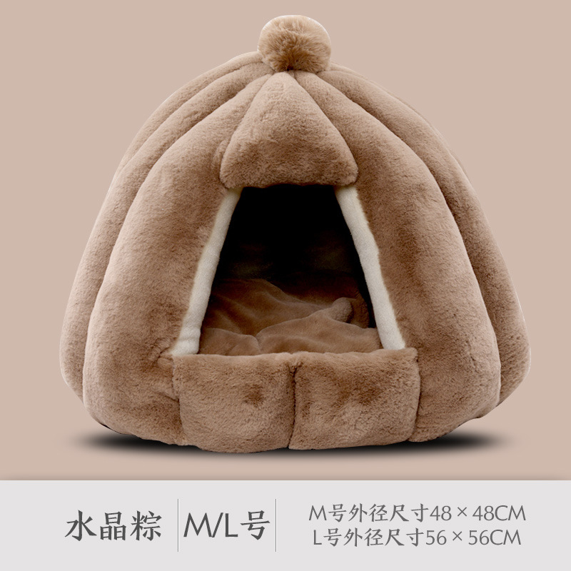 Fabricante de nidos para gatos, cálida en invierno, casa pequeña grande, yurta de oruga de calabaza, fosa para gatos gruesa extraíble y lavable en invierno