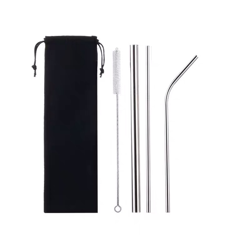 Cross-border Amazon 304 stainless steel straw outdoor portable set, food-grade beverage milk tea straw, can have logo