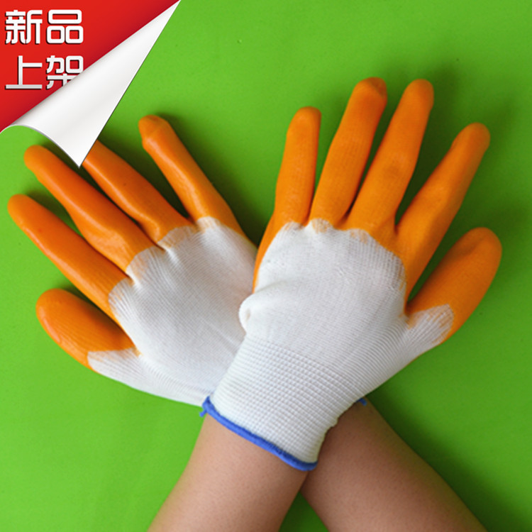 Direct selling self-produced PVC rubber-hanging gloves wear-resistant large and half-hanging full-hanging yellow rubber hand guard dipping glue to stop sliding labor protection batch