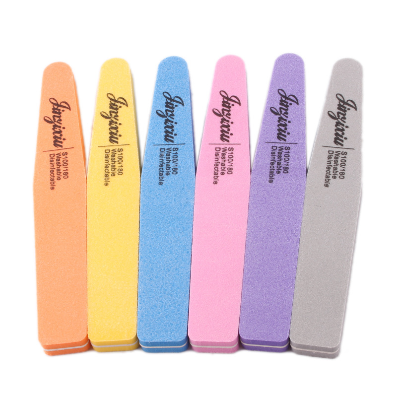 Suministro exclusivo transfronterizo de tiras de esponja para uñas con forma de diamante, limas de uñas lavables de doble cara y juego de herramientas para pulir, hecho a mano.
