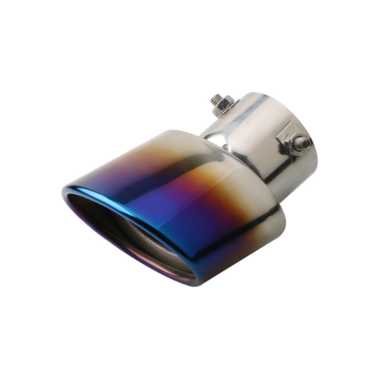 汽车通用14CM烤蓝不锈钢尾喉排气管装饰改装铝合金消声音器弯款