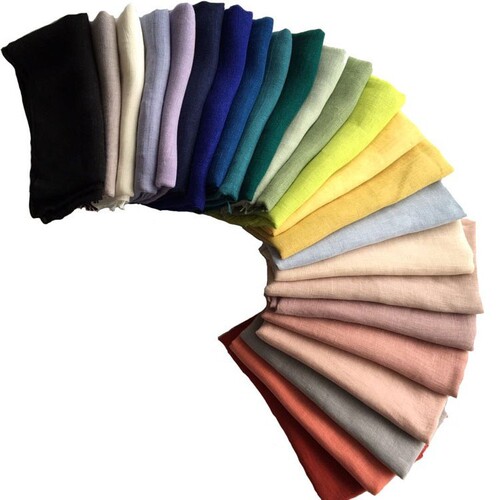 Japanese fashion pure linen scarf, solid color, available for all seasons, shawl, sunshade, fashionable women's silk scarf, direct supply from manufacturer