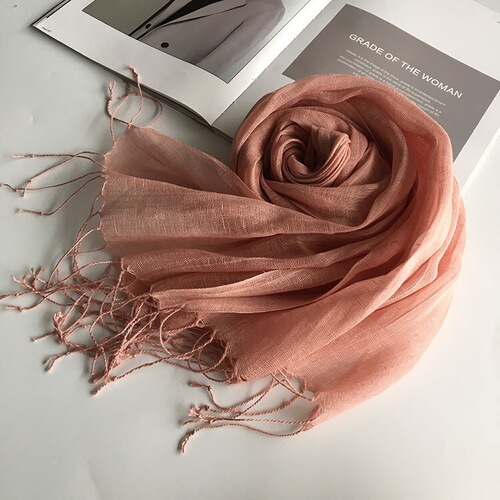Japanese fashion pure linen scarf, solid color, available for all seasons, shawl, sunshade, fashionable women's silk scarf, direct supply from manufacturer