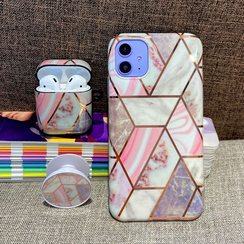 New Style iPhone 13Pro Phone Case with Bracket Marble Pattern Apple 12 Electroplated IMD Protective Case xr New Style iPhone 13Pro Phone Case with Bracket Marble Pattern Apple 12 Electroplated IMD Protective Case xr
