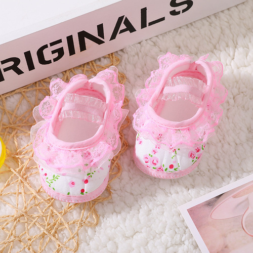 Factory direct sales Taobao one-piece drop-shipping shoes toddler shoes cotton shoes soft sole spring and autumn non-slip baby shoes lace princess shoes