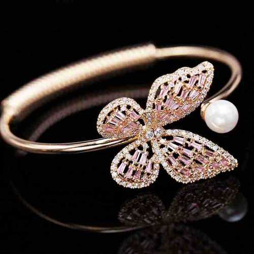  New Floral Hollow Women's Glossy Chrysanthemum Fritillaria Round Snake Shape Retro Gold and Silver Bracelet