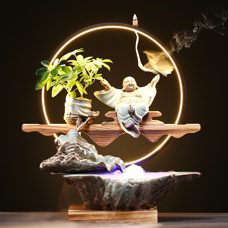 Flowing Water Ornaments To Attract Wealth,Water Tank Landscaping,Rockery,Living Room,Office Desktop Decoration,Ceramic Creative Opening Gifts