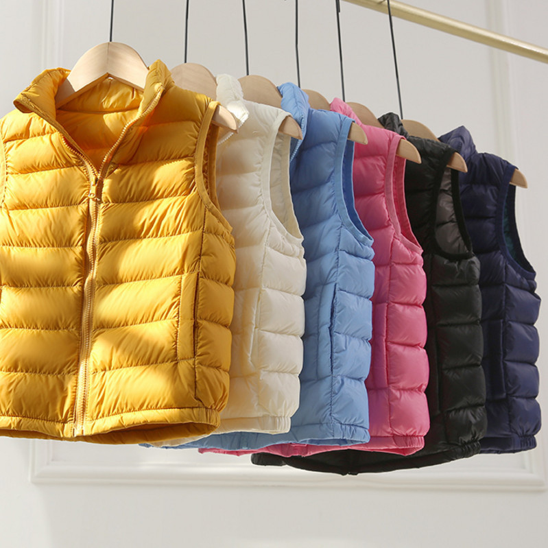 Children's Lightweight Down Jacket Vest Boys and Girls Baby's Waistcoat Vest Small, Medium and Large Children 90 White Duck Down 2-14 Years Old