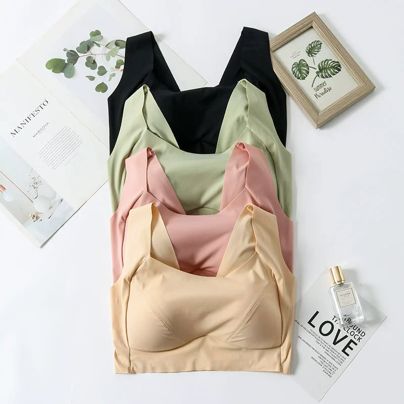 Silk vest, bra top, wireless bra, underwear