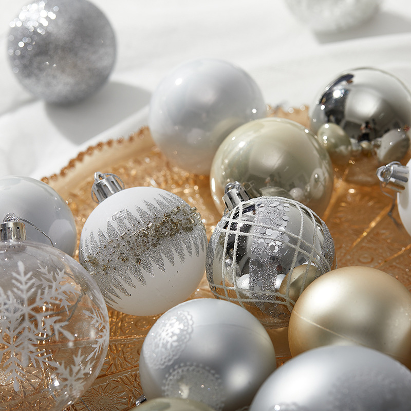 6cm8cm plata pintada bola de Navidad decoración de navidad colgante bola galvanizada pintada a mano decoración de ventanas de hotel