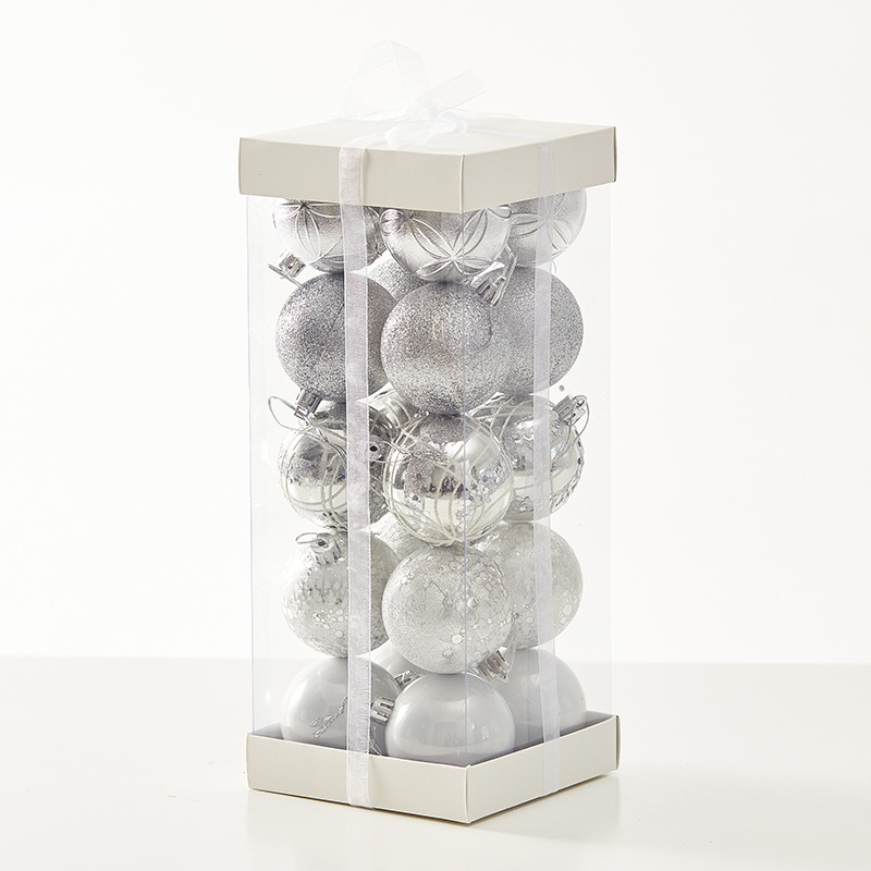 6cm8cm plata pintada bola de Navidad decoración de navidad colgante bola galvanizada pintada a mano decoración de ventanas de hotel