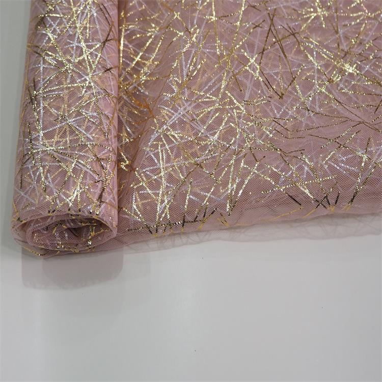 Linas suaves irregulares estampado dorado tela de nylon vestido de boda de moda en stock