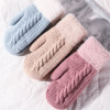 Woolen gloves, winter cute keep warm set for elementary school students with pigtail, Korean style, increased thickness