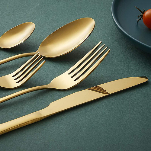 Source manufacturer 1010 gold-plated stainless steel cutlery, forks and spoons, cross-border Western food tableware set, knives, spoons and forks