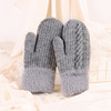 Woolen gloves, winter cute keep warm set for elementary school students with pigtail, Korean style, increased thickness