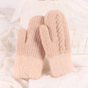 Woolen gloves, winter cute keep warm set for elementary school students with pigtail, Korean style, increased thickness