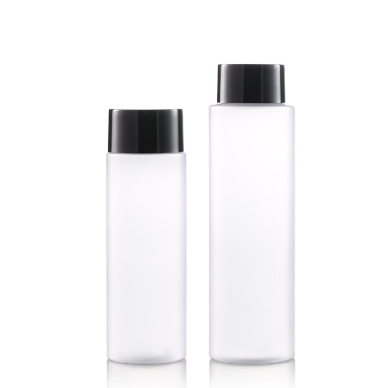Botella de loción cosmética de 100 ml, botella de plástico para tónico de 200 ml con hombro plano esmerilado, sub-botella de rocío puro cosmético, producto para el cuidado de la piel.