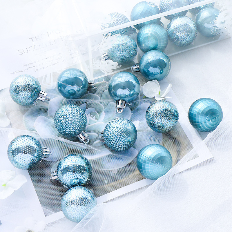 Decoraciones navideñas, bolas de Navidad de 4 cm en dorado, plateado, rosa y champán, adornos para árbol de Navidad, juego en caja, venta al por mayor