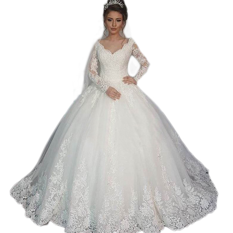 High-End Export Wedding Dress 2025 Spring New Slim One-Shoulder Mid-Sleeve Wedding Dress Trailing Lace Bridal Wedding Dress