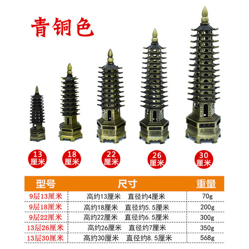 Manufacturer wholesale alloy Wenchang Tower ornaments 9-story 13-story tower living room desk student home decoration crafts