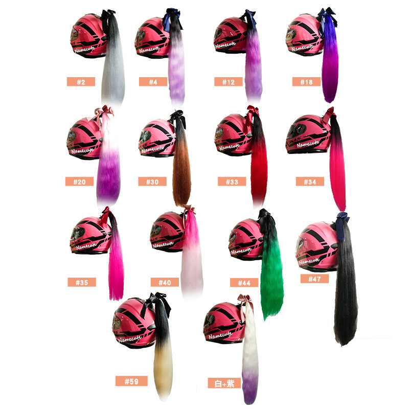 Motorcycle Cool Personalized Dreadlocks Motorcycle Balance Car Helmet Decoration Creative Fluffy Wig Braids High Temperature Silk Black