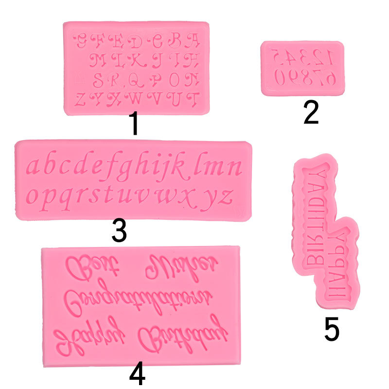 Fondant cake decoración letras mayúsculas y minúsculas y dígitos feliz cumpleaños silicona molde para hornear cerámica suave arcilla epoxi molde