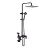 Black space aluminum water faucet set showing shower bathing big roof head bathroom shiny -head mixing valve