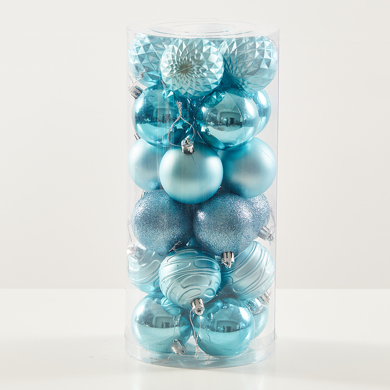 Bola de Navidad azul azul azul claro 6cm8cm bola de galvanoplastia pintada azul y verde colgante de decoración de ventana de hotel nacarado transparente