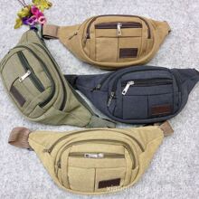 休闲户外运动帆布腰包多功能收纳单肩胸包户外健身防盗复古收款包