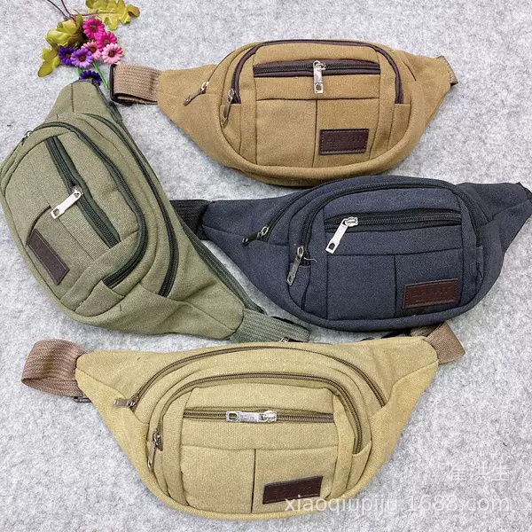 Leisure outdoor sports canvas waist bag multifunctional storage shoulder chest bag outdoor fitness anti-theft retro collection bag