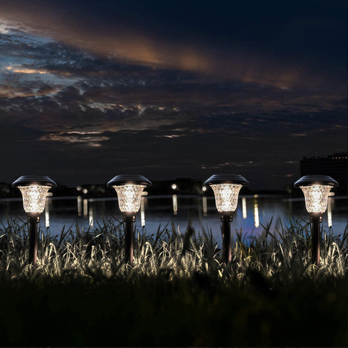 Amazon Hot Selling Double Color Solar Ground Plug Light Outdoor Garden Decoration Lawn Courtyard Glass Lawn Light