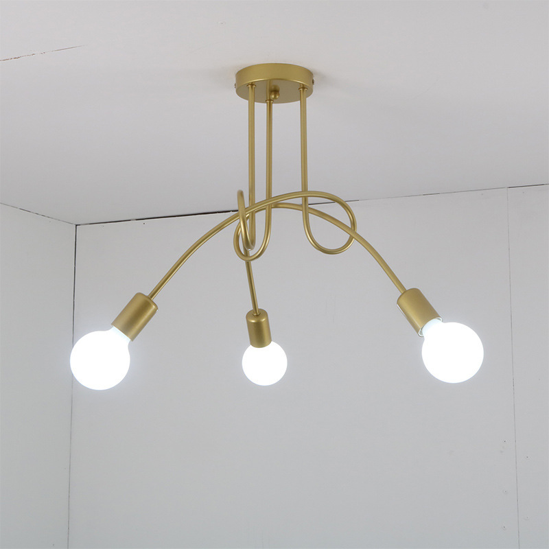 American Style Chandelier Personalized Iron Art Simple Study Creative Clothing Store Bend Pipe Industrial Style Restaurant Chandelier American Style Chandelier Personalized Iron Art Simple Study Creative Clothing Store Bend Pipe Industrial Style Restaurant Chandelier