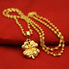 Fresh golden copper necklace, pendant, jewelry, Korean style, 24 carat, flowered