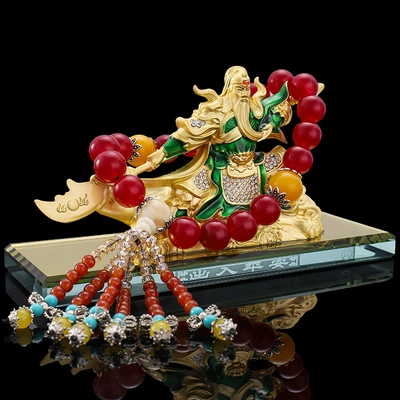 Car ornaments: perfume Seat car perfume ornaments - green-tiger-guan-gong-red-transfer-beads