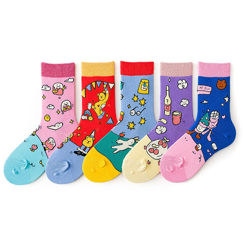 Autumn and winter new candy-colored creative Lolita Japanese cartoon socks jk pile socks adult women's socks cotton socks
