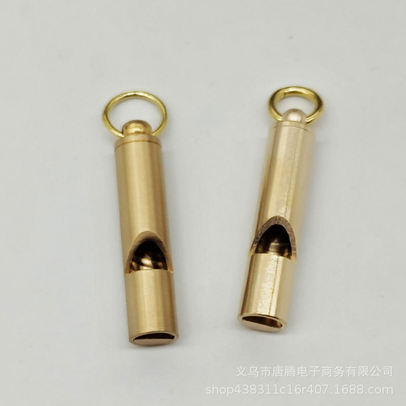 Brass whistle keychain pure copper survival mouth outdoor camping training whistle keychain pendant brushed washing whistle